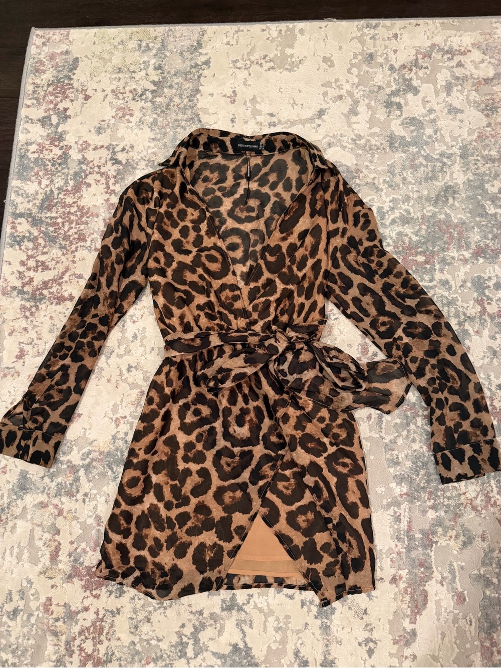PrettyLittleThing Brown Leopard Print Wrap Mini Dress